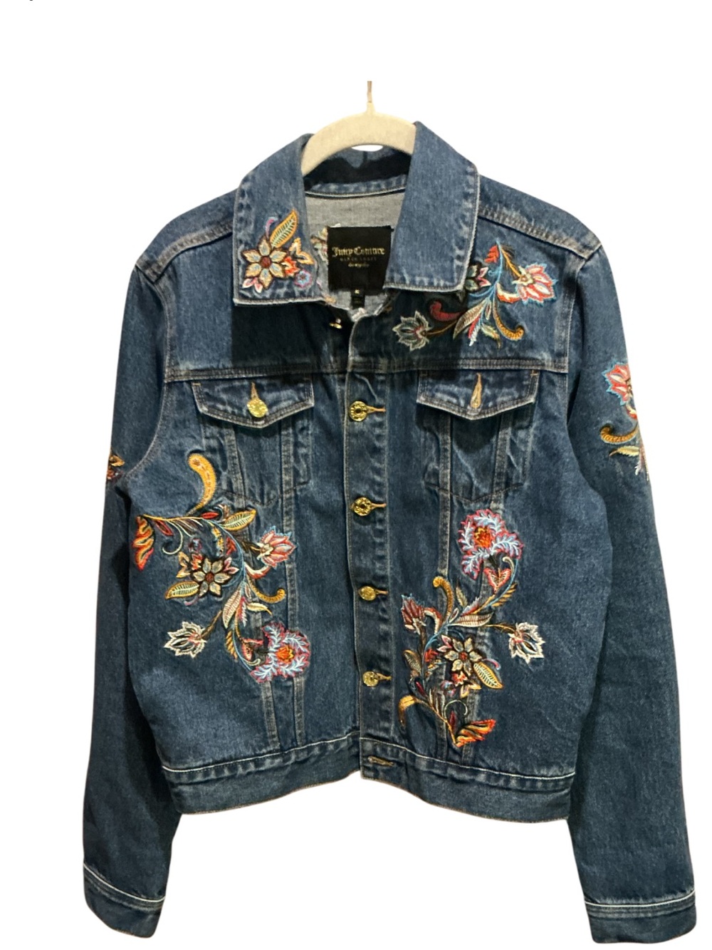 JUICY COUTURE RARE BLACK LABEL LA DENIM EMBROIDERED JACKET